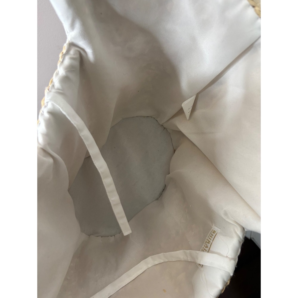 Romantic Coastal Bride Straw Tote Pearl Trim Beach Wedding Tote NWT - Picture 5 of 6